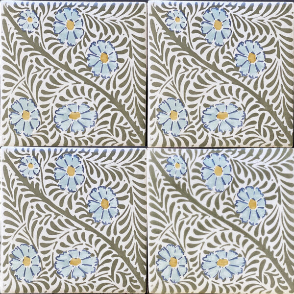 Rosewater 13B Tiles with Flower Prints