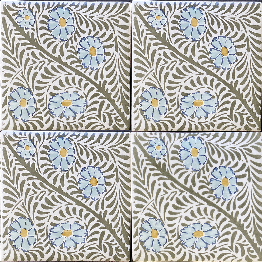 Rosewater 13B Tiles with Flower Prints